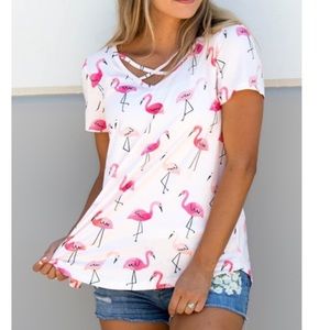 Flamingo Crisscross Women’s Tee - XL - NWOT